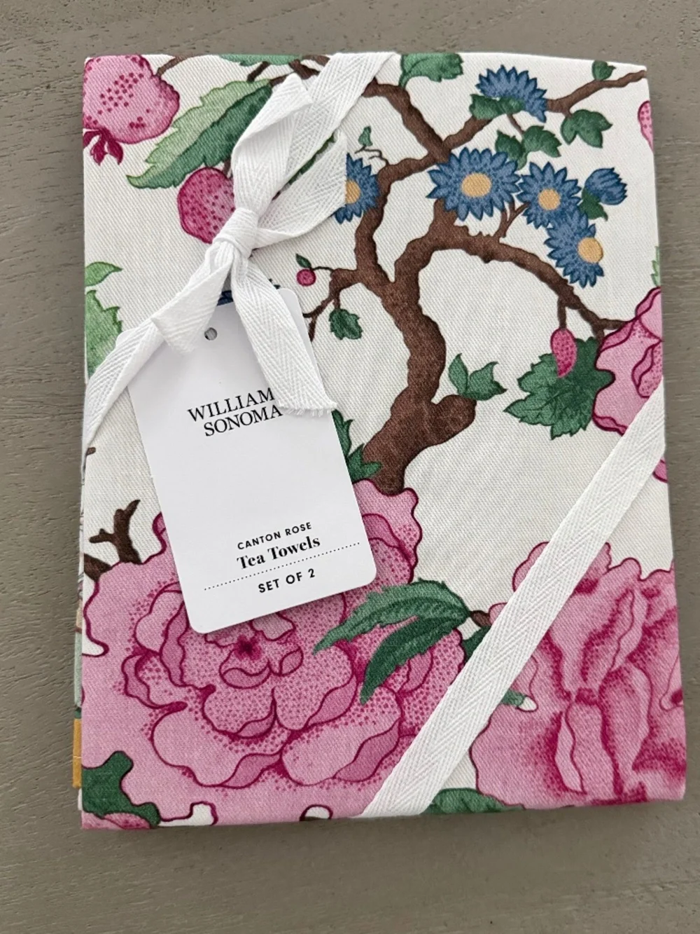 William Sonoma Canton Rose Tea Towels Set of 2, NWT